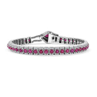 GP Niassa Ruby (FF) and Multi Gemstone 12.35 ctw Bracelet in Rhodium Over Sterling Silver (7.25 In)