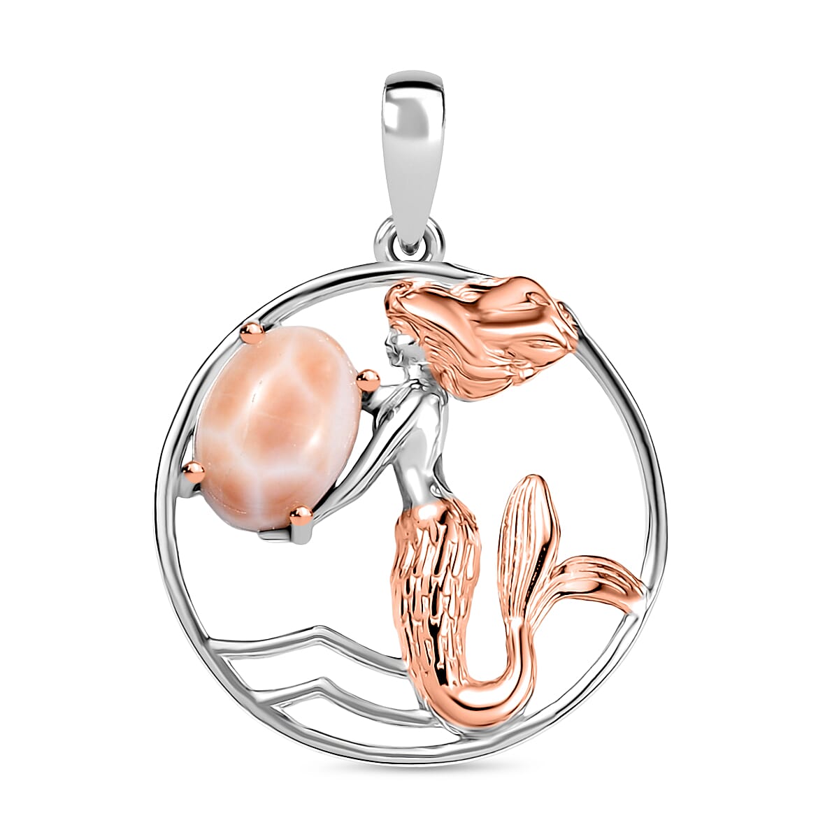 D'Joy Natrolite 1.15 ctw Pendant in 14K RG and Platinum Over Sterling Silver
