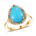 Premium Sleeping Beauty Turquoise and SI Luxuriant Lab Grown Multi Diamond 5.25 ctw Ring in 18K Vermeil Yellow Gold Over Sterling Silver (Size 10.0) - Sticky add to cart bar