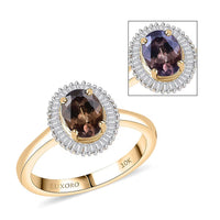Luxoro AAA Madagascar Color Change Garnet and G-H I2 Diamond 1.70 ctw Ring in 10K Yellow Gold (Size 10.0)