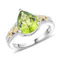 Peridot, White Zircon Ring in 18K Vermeil YG and Rhodium Over Sterling Silver 3.93 ctw - Sticky add to cart bar
