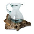 Bali Handblown Glass Pitcher with Wood Base - Sticky add to cart bar