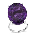 D'Joy Premium African Amethyst Solitaire Ring in Rhodium Over Sterling Silver (Size 10.0) 50.00 ctw - Sticky add to cart bar