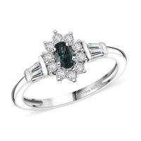 D'Joy Premium Monte Belo Indicolite and Moissanite 0.60 ctw Ring in Rhodium Over Sterling Silver (Size 10.0)
