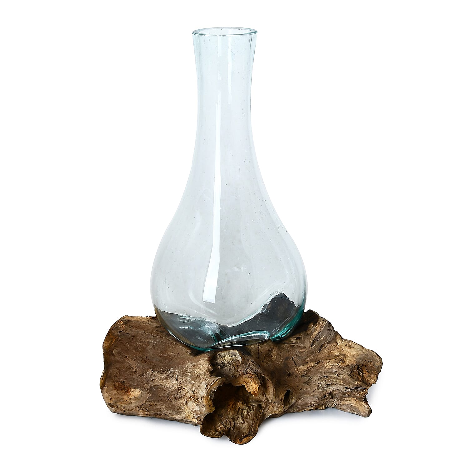 Designer Inspired Glass Pitcher with Wood Stand