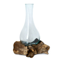 Designer Inspired Glass Pitcher with Wood Stand