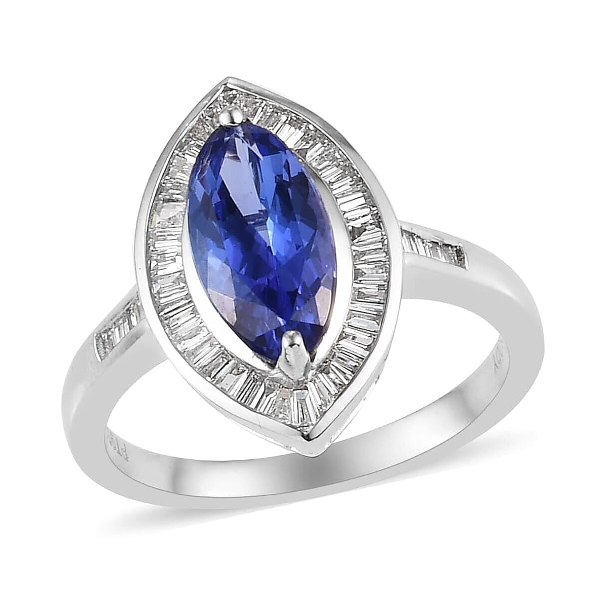 Rhapsody 950 Platinum AAAA Tanzanite and Diamond E-F VS Halo Ring (Size 8.5) 5.50 Grams 2.45 ctw