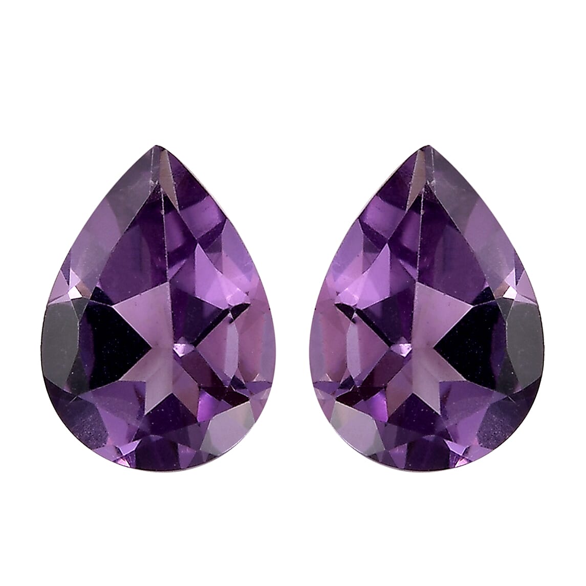 Bolivian Amethyst Set of 2 (Pear 7x5 mm) 1.07 ctw Loose Gemstone