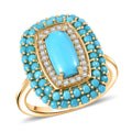 D'Joy Premium Sleeping Beauty Turquoise, White Zircon Ring in 18K Vermeil YG Over Sterling Silver (Size 10.0) 3.40 ctw - Sticky add to cart bar