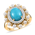 D'Joy Sleeping Beauty Turquoise, Multi Gemstone Ring in 18K Vermeil YG Over Sterling Silver (Size 10) 2.90 ctw - Sticky add to cart bar