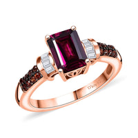 D'Joy AAA Radiant Ember Garnet and Multi Gemstone 2.55 ctw Ring in 18K Vermeil Rose Gold Over Sterling Silver