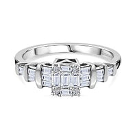Luxuriant Lab Grown Diamond (G-H, SI) Ring in Rhodium Over Sterling Silver (Size 9.0) 0.50 ctw