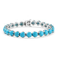 D'Joy Sleeping Beauty Turquoise 26.10 ctw Bracelet in Rhodium Over Sterling Silver (7.25 In) - Sticky add to cart bar