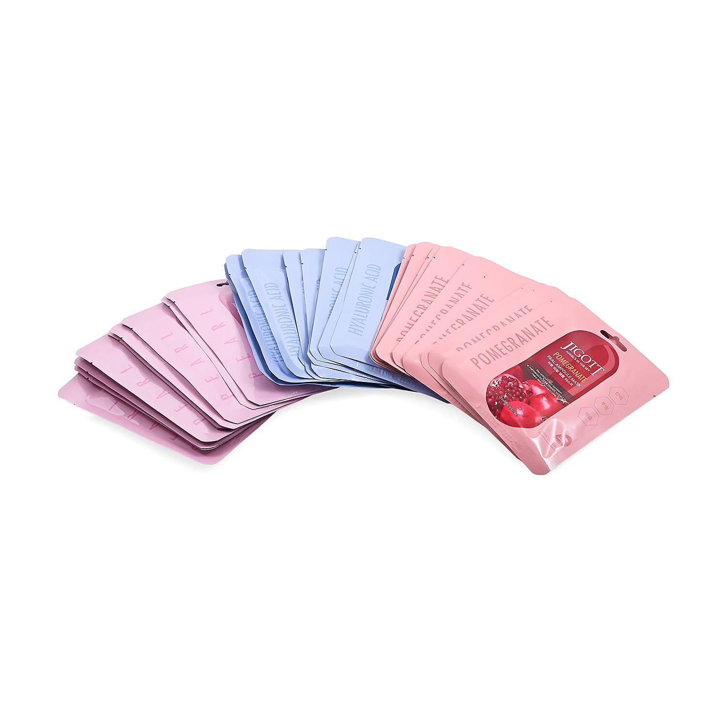 JIGOTT Real Ampoule Cotton Mask Brightening Collection- Hyalluronic Acid, Pearl, & Pomegranate (3x10 each)