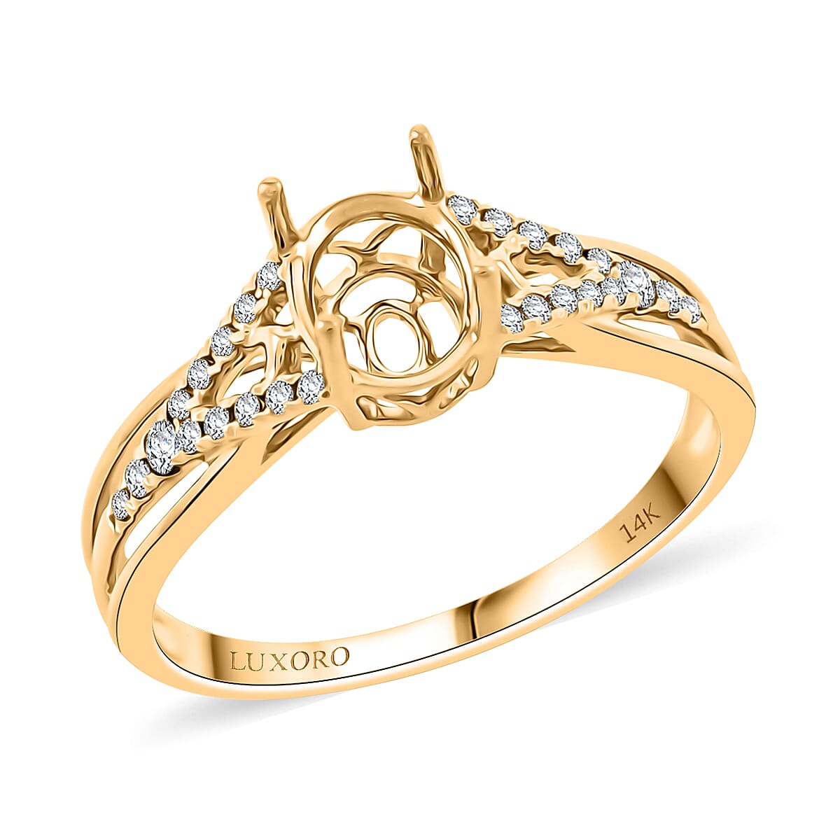 Luxoro 14K Yellow Gold Diamond (I2) Mounting Ring 0.20 ctw