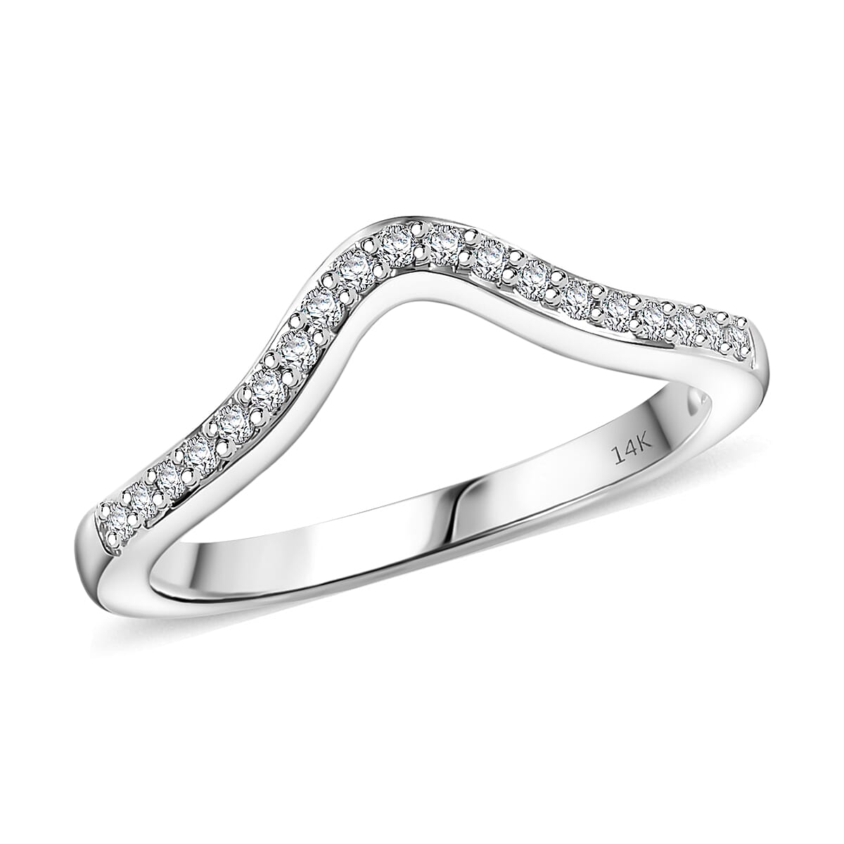 14K White Gold White Diamond (I2) Ring (Size 6.0) 0.15 ctw