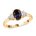 Luxuriant AAA Lab Grown Alexandrite, Lab Grown Diamond (G-H,SI) (0.16 cts) Ring in 18K Vermeil YG Over Sterling Silver (Size 6.0) 1.20 ctw - Sticky add to cart bar