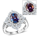 D'Joy Lab Grown Alexandrite and Moissanite 4.00 ctw Ring in Rhodium Over Sterling Silver - Sticky add to cart bar
