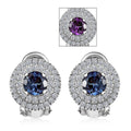 Luxuriant Lab Grown Alexandrite and Moissanite 1.80 ctw Art Deco Earrings in Rhodium Over Sterling Silver - Sticky add to cart bar