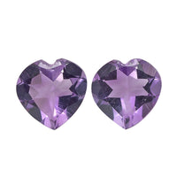 Bolivian Amethyst Set of 2 (Hrt 7 mm) 1.85 ctw Loose Gemstone