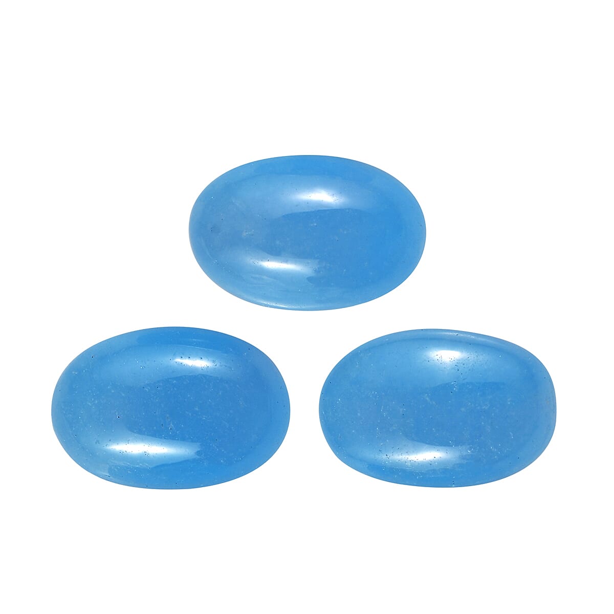 Dyed Light Blue Color Jade Set of 3 (Ovl 6x4 mm) 1.79 ctw Loose Gemstone