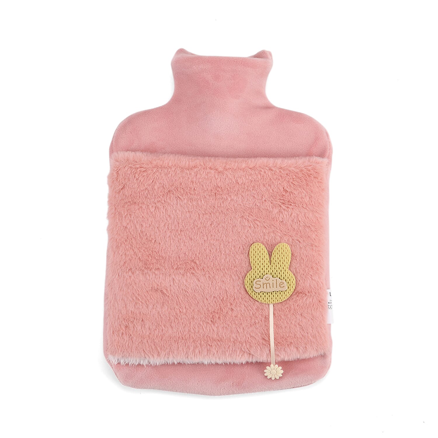 Gray 2L Hot Water Bag with Rabbit Faux Fur Cover