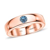 Luxuriant Lab Grown Blue Diamond IR VS 0.25 ctw Mens Ring in Vermeil Rose Gold Over Sterling Silver (Size 10.0)