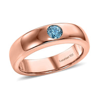 Luxuriant Lab Grown Blue Diamond IR VS 0.25 ctw Mens Ring in Vermeil Rose Gold Over Sterling Silver (Size 10.0)