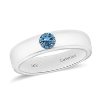 Luxuriant Lab Grown Blue Diamond IR VS 0.25 ctw Mens Ring in Vermeil Rose Gold Over Sterling Silver (Size 10.0)