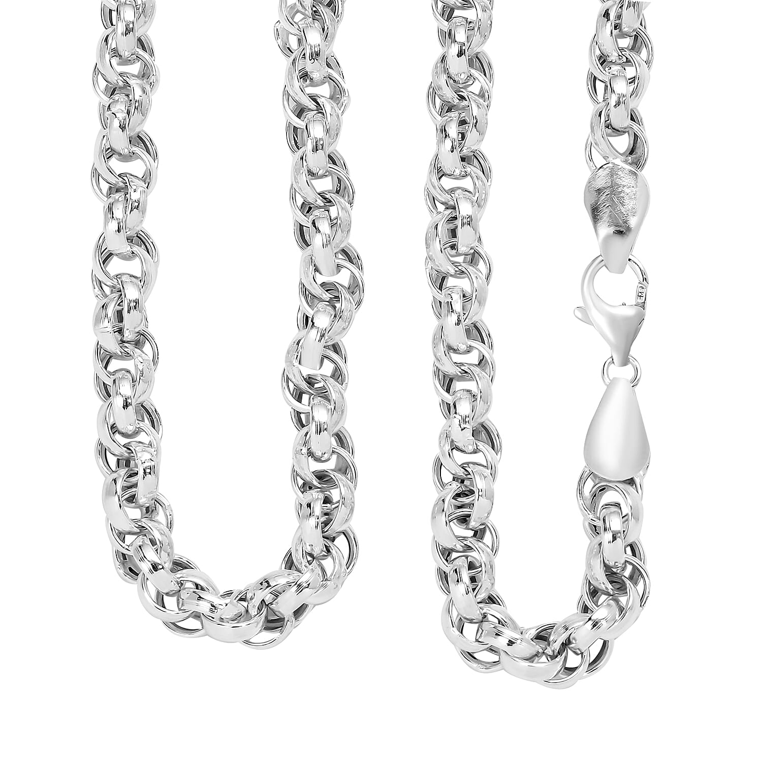 D'Joy Fancy Oval Link Infinity Twist Chain Necklace in Sterling Silver 28.61 Grams 20 Inches