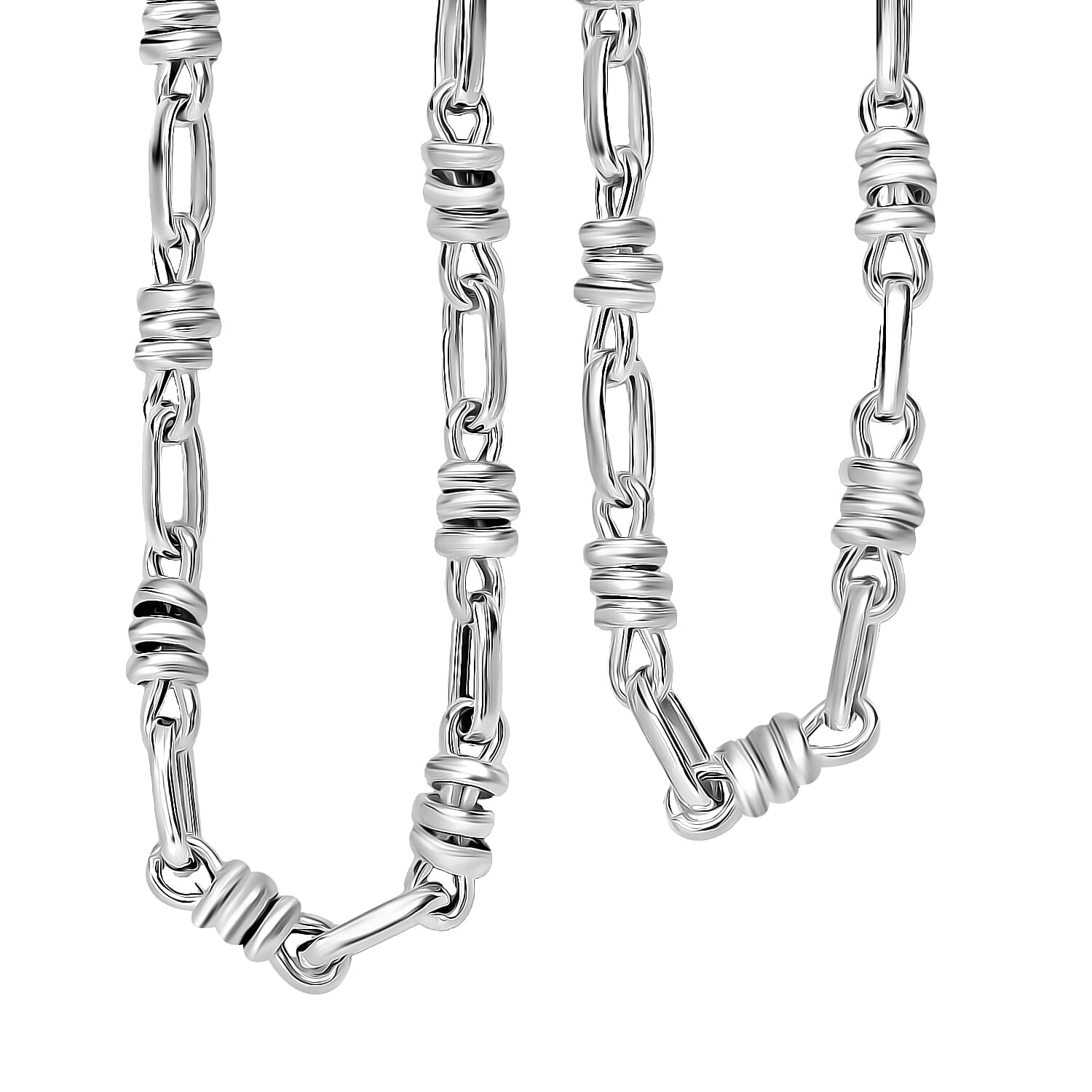 D'Joy Sterling Silver Fancy  Knotted Bond Chain Necklace 20 Inches 20.50 Grams
