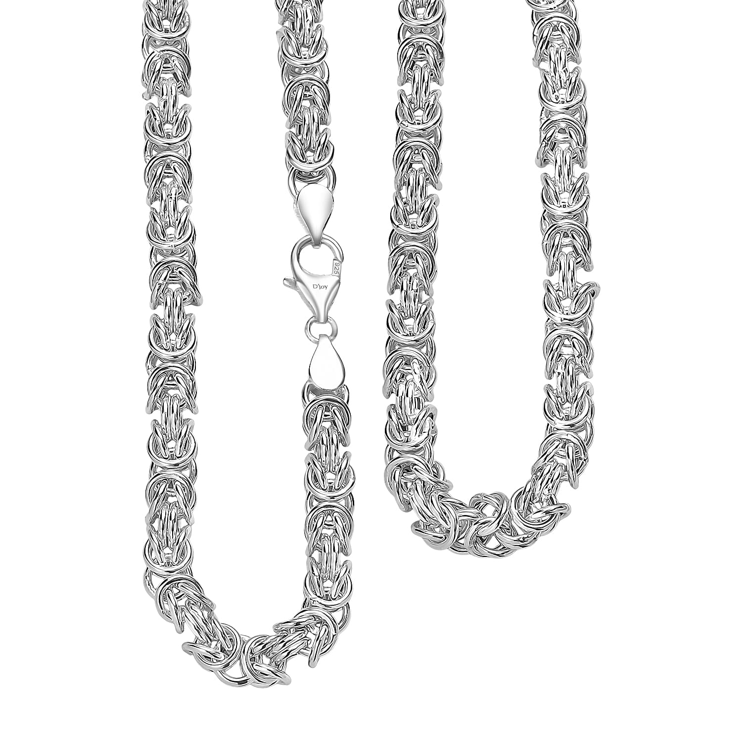 D'Joy Sterling Silver Byzantine Weave Chain Necklace 20 Inches 38.31 Grams