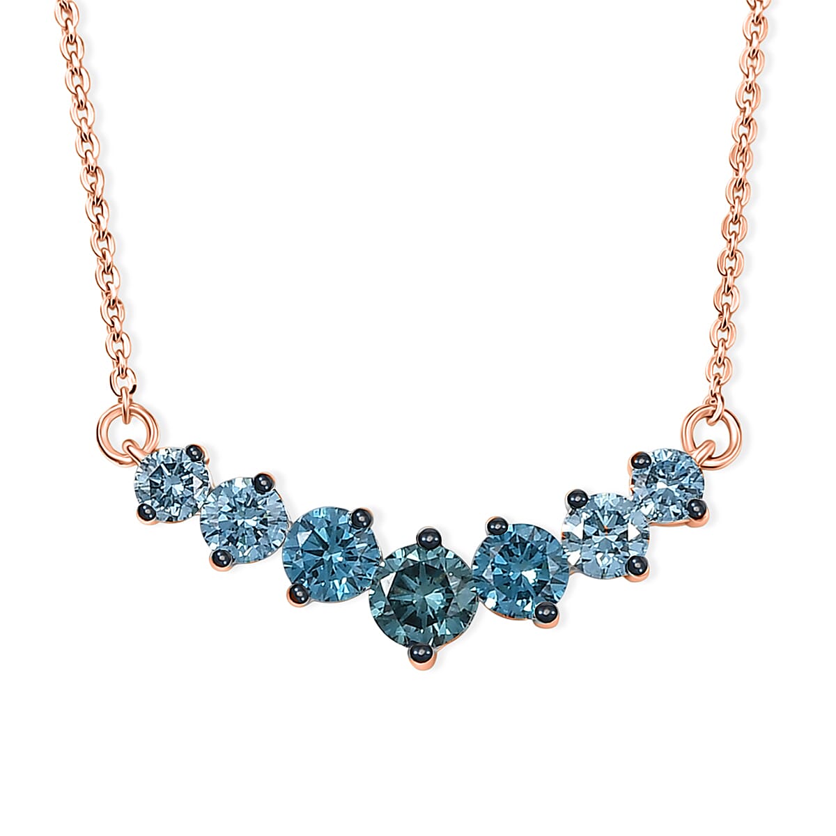 Luxuriant Lab Grown Blue Diamond (IR) VS 1.00 ctw Necklace in 18K Verm