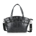 La Marey Black Genuine Leather Tote Bag with Front Two Zip Pocket (13.25"x10.25"x3") - Sticky add to cart bar
