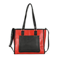 La Marey Beige & Tan Genuine Leather Tote Bag with Front Pocket (14.5"x12"x5.5") - Sticky add to cart bar