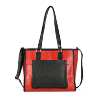 La Marey Beige & Tan Genuine Leather Tote Bag with Front Pocket (14.5"x12"x5.5")