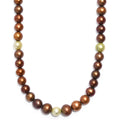 Brown and Green Dyed Pearl Necklace in Stainless Steel 18 Inches - Sticky add to cart bar