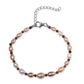 Multi Color Freshwater Pearl and Thai Black Spinel 4.00 ctw Bracelet in Rhodium Over Sterling Silver (7.25 In) - Sticky add to cart bar