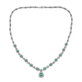 Premium Kagem Zambian Emerald and Moissanite 5.00 ctw Necklace in Rhodium Over Sterling Silver 18 Inches - Sticky add to cart bar