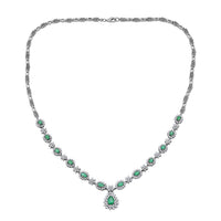 Premium Kagem Zambian Emerald and Moissanite 5.00 ctw Necklace in Rhodium Over Sterling Silver 18 Inches