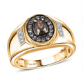 D'Joy Madagascar Color Change Garnet and White Zircon 1.10 ctw Men's Ring in 18K Vermeil Yellow Gold Over Sterling Silver (Size 10.0) - Sticky add to cart bar