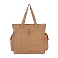 La Marey Tan Genuine Leather Front Pocket Tote Bag (15.74"x15"x6.25") - Sticky add to cart bar