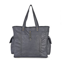 La Marey Tan Genuine Leather Front Pocket Tote Bag (15.74"x15"x6.25")