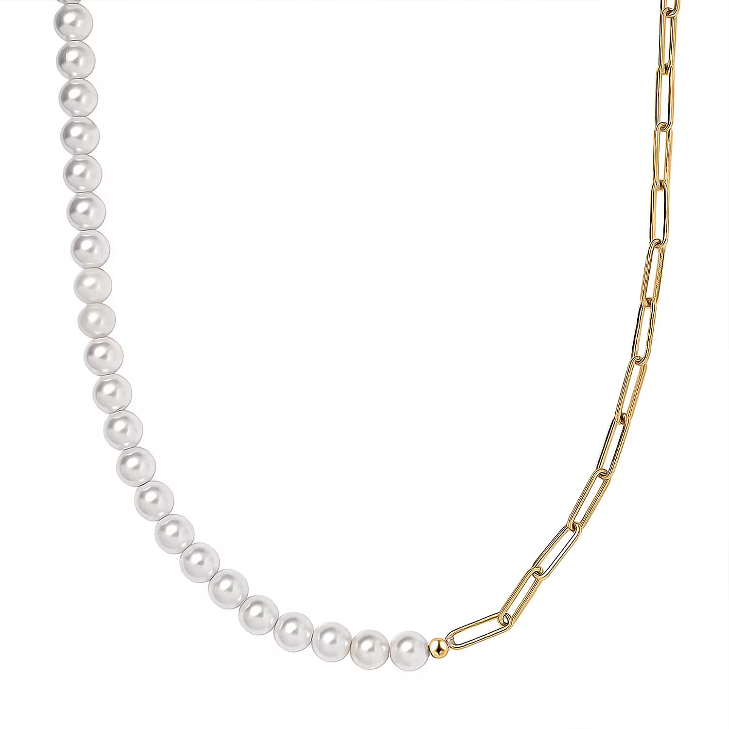 D'Joy Pearl Necklace 18 Inches in 18K Vermeil Yellow Gold Over Sterling Silver