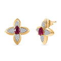 D'Joy African Ruby (FF) and White Zircon 1.80 ctw Earrings in 18K Vermeil Yellow Gold Over Sterling Silver - Sticky add to cart bar