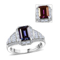 Luxuriant Premium Lab Grown Alexandrite, White Topaz Ring in Rhodium Over Sterling Silver (Size 10.0) 3.00 ctw - Sticky add to cart bar
