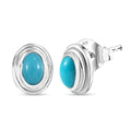 D'Joy Sleeping Beauty Turquoise 0.90 ctw Stud Earrings in Rhodium Over Sterling Silver - Sticky add to cart bar
