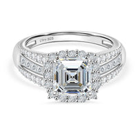 D''Joy Moissanite Ring in Rhodium Over Sterling Silver (Size 11.5) 2.74 ctw