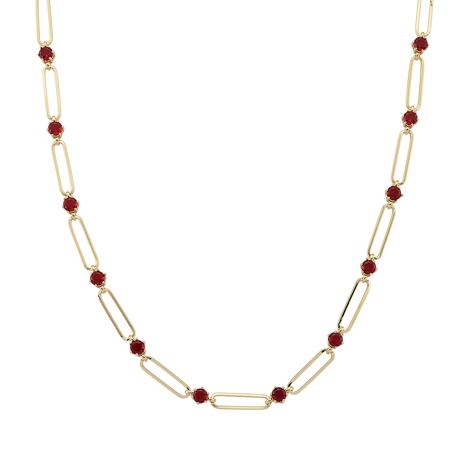 Ruby Color Austrian Crystal Necklace (20-22 Inches) in Goldtone