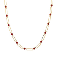 Ruby Color Austrian Crystal Necklace (20-22 Inches) in Goldtone